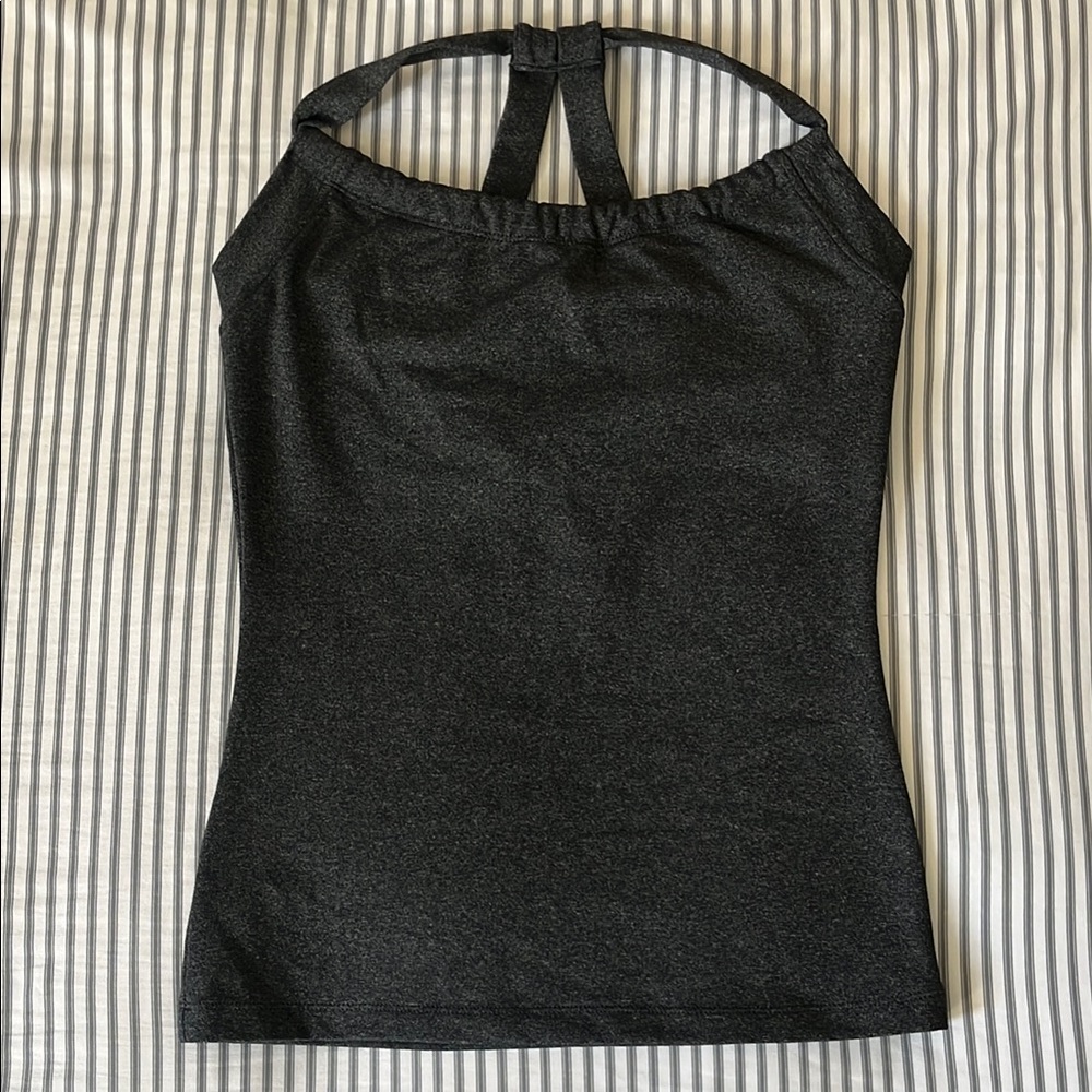 Prana Breathe Heathered Black Halter Bra Top in Small